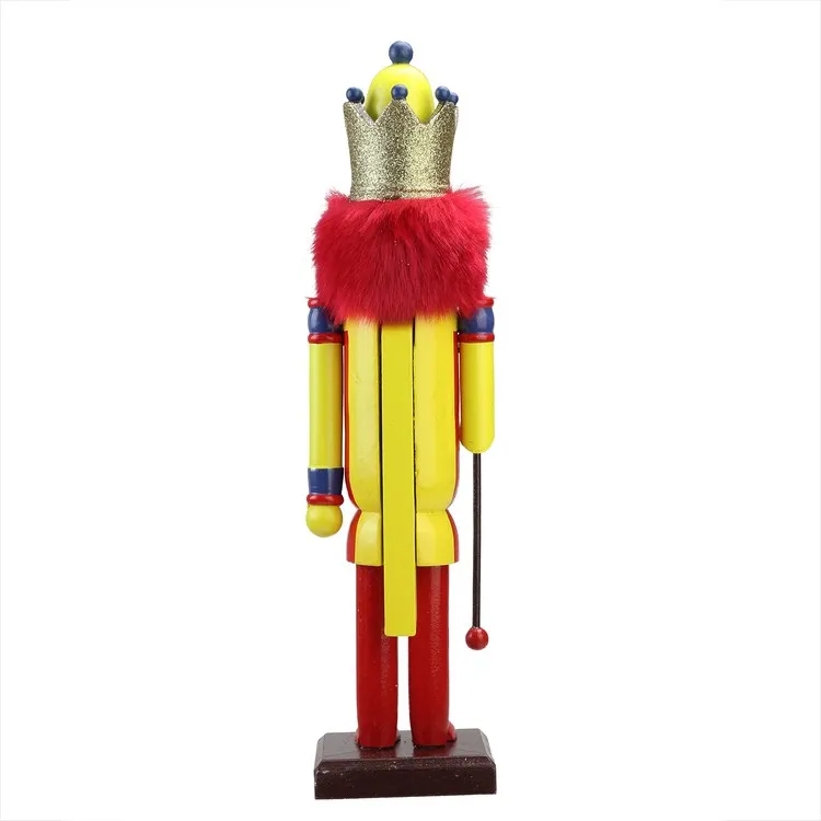 14" Yellow and Red Sugar Daddy King Wooden Christmas Nutcracker Figurine