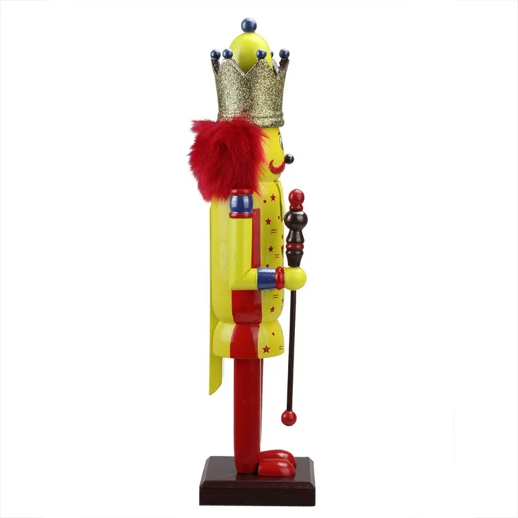 14" Yellow and Red Sugar Daddy King Wooden Christmas Nutcracker Figurine