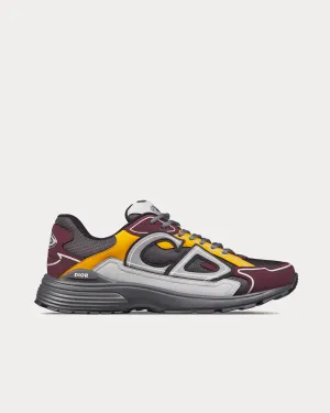 B30 Mesh & Technical Deep Gray Mesh with Burgundy, Yellow and Gray Technical Fabric Low Top Sneakers