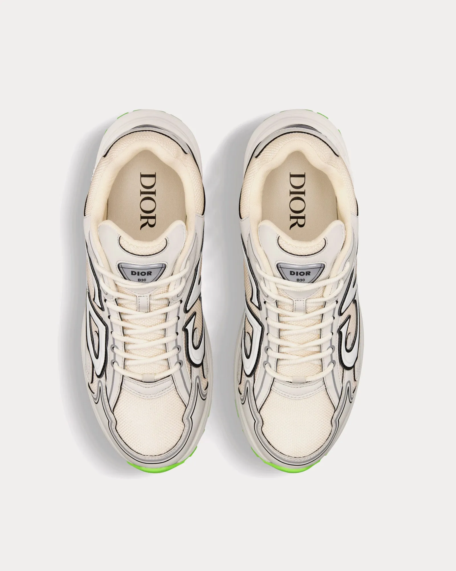B30 Mesh & Technical Fabric Cream Low Top Sneakers