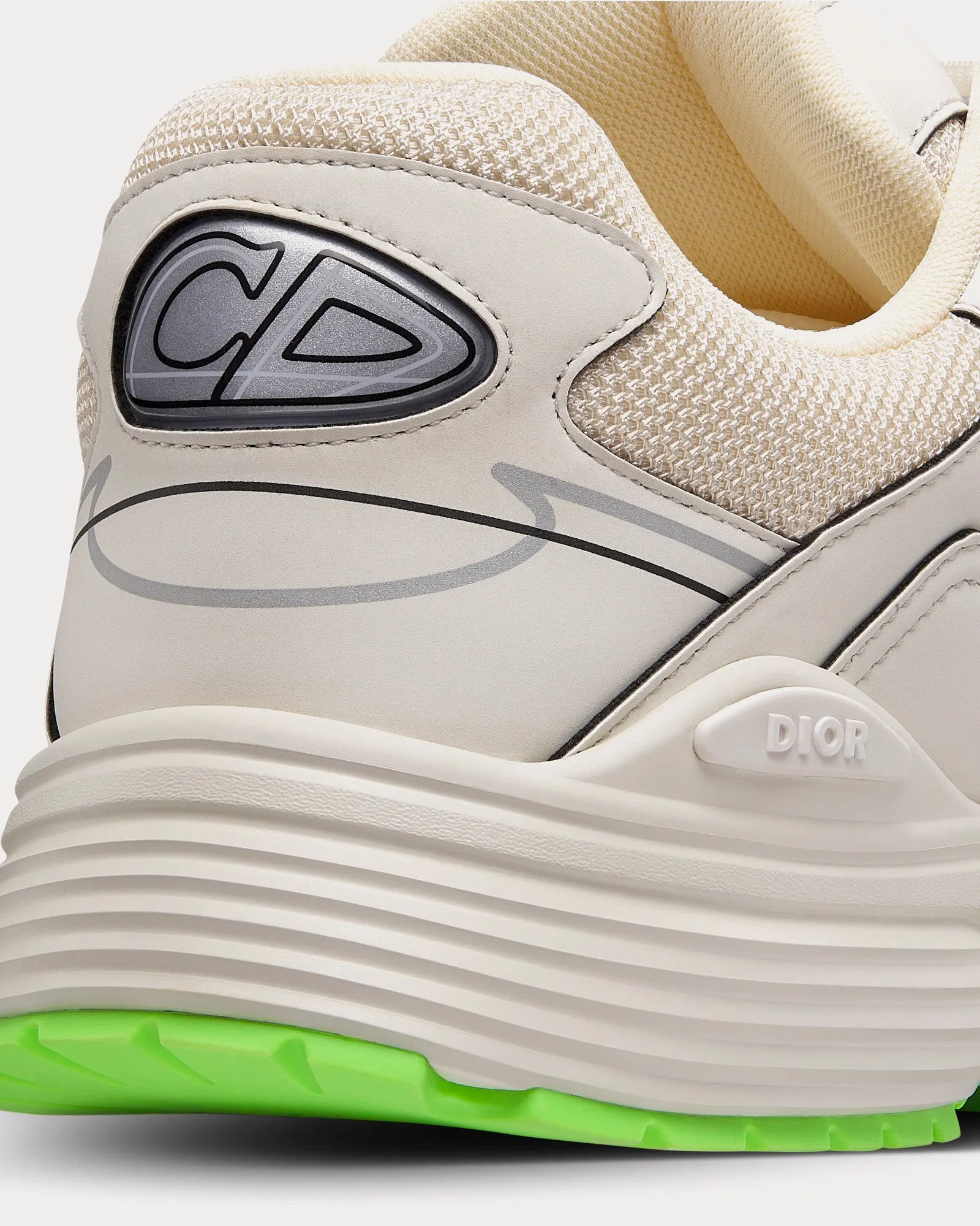 B30 Mesh & Technical Fabric Cream Low Top Sneakers