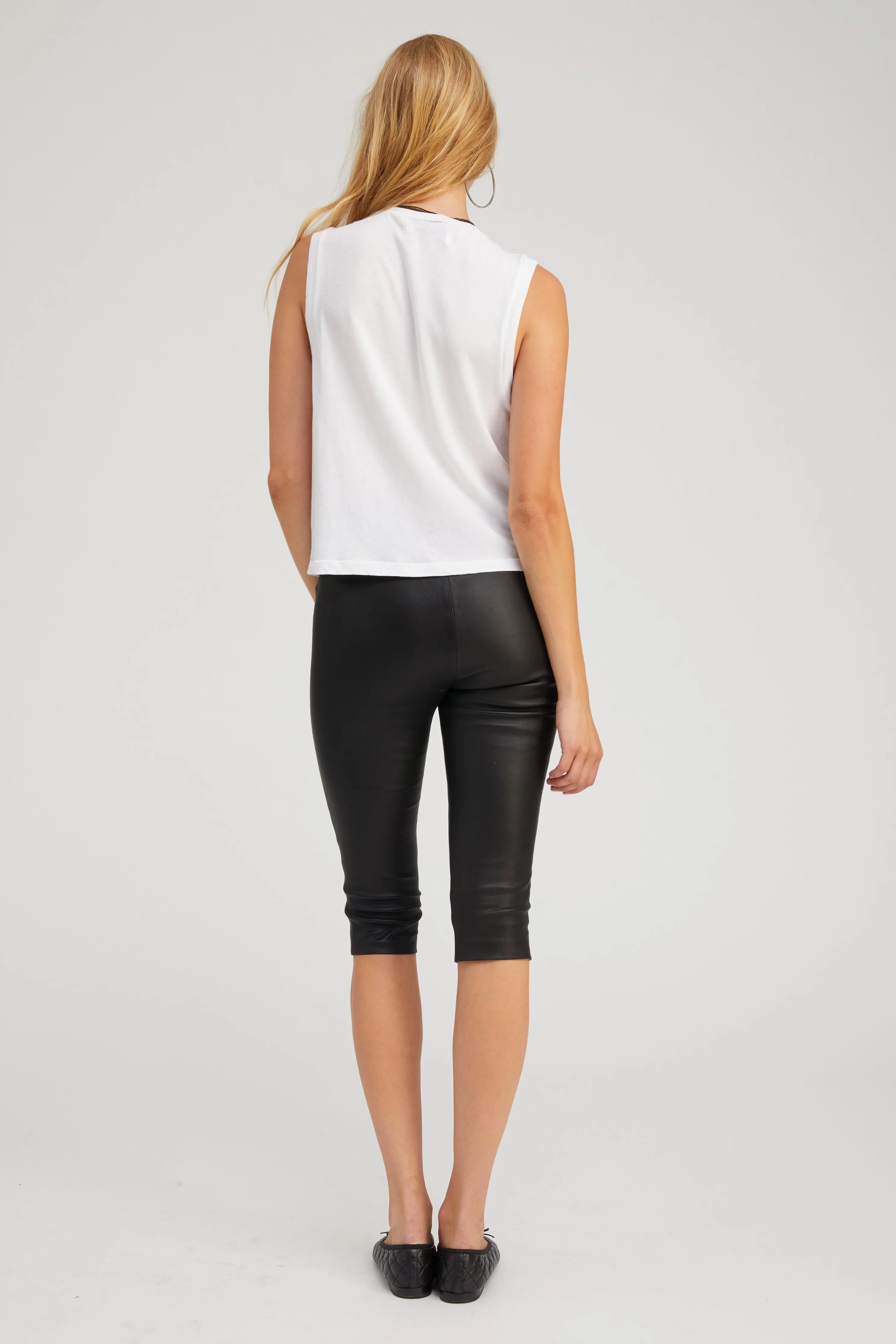 Black Leather Capri