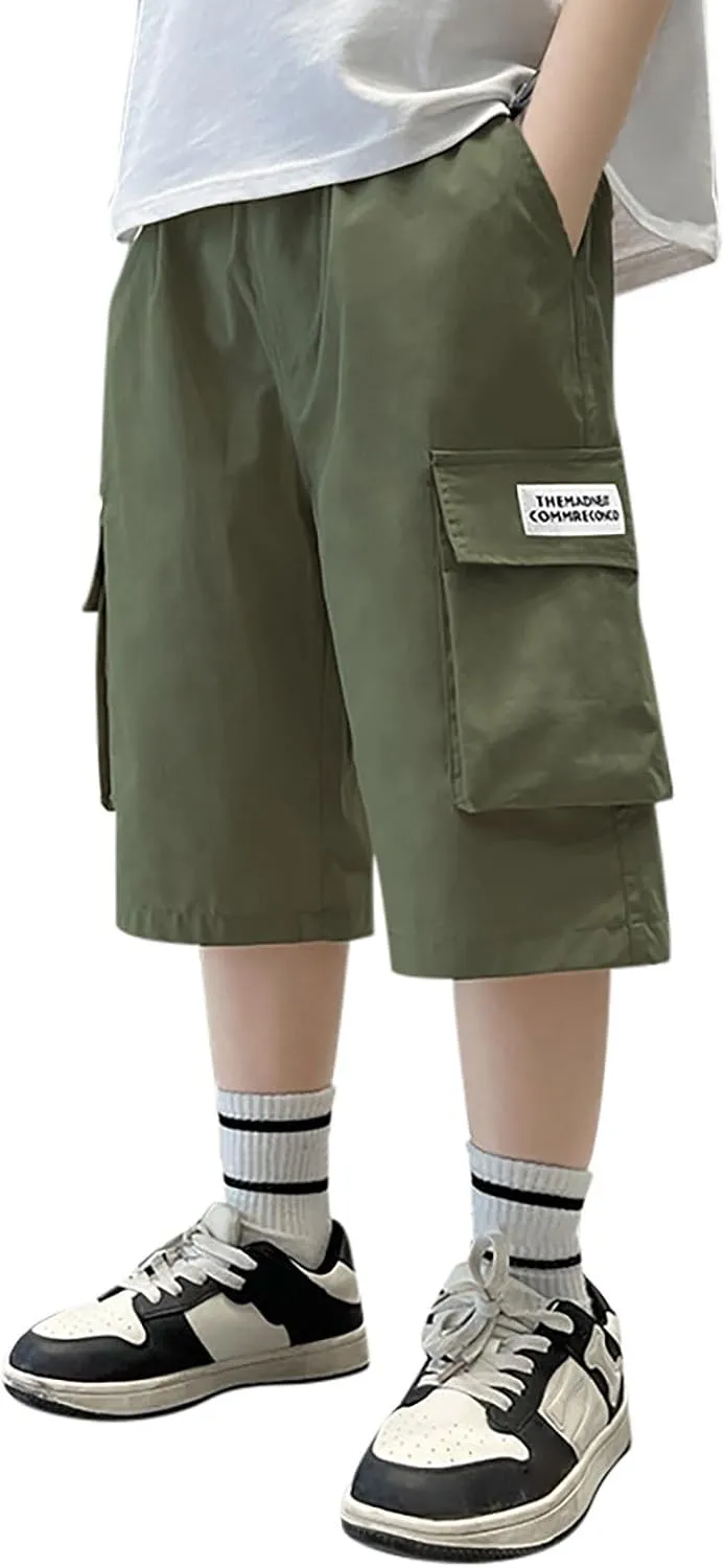 Boys Cargo Shorts for Kids Youth Outdoor Casual Stretch Comfortable Durable Lightweight Breathable Active Play