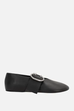 Cannolo Buckle Leather Ballerinas