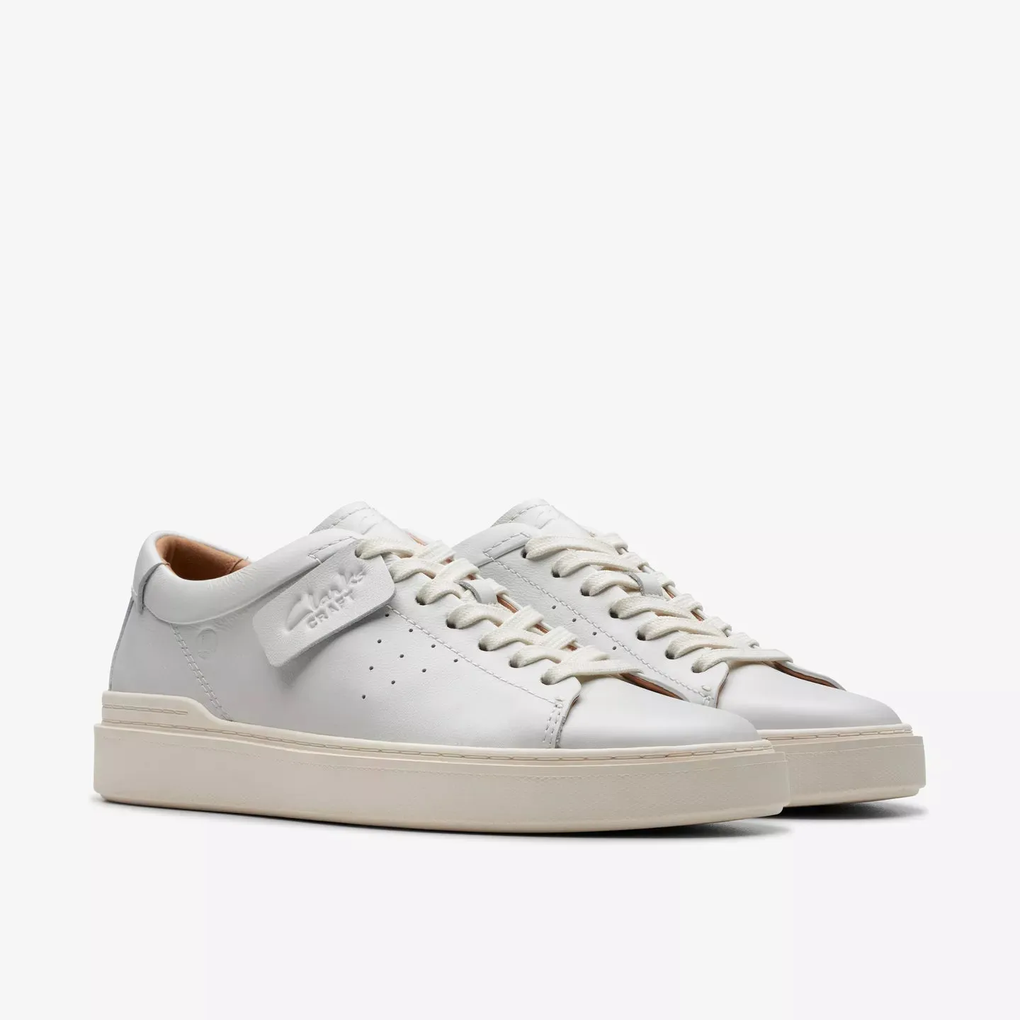 Clarks White Leather Sneakers