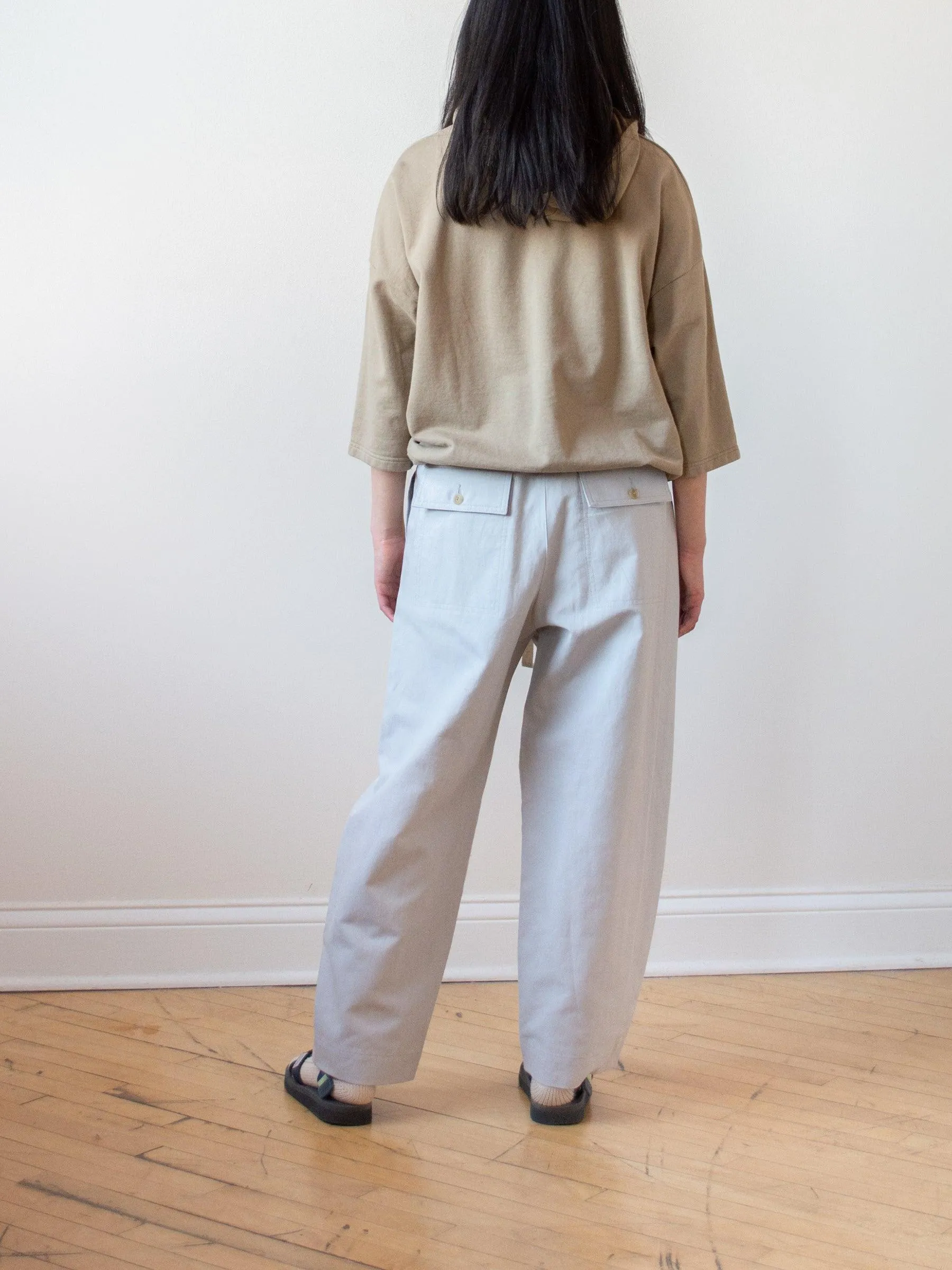 Cotton Linen Canvas Easy Trousers - Gray Blue