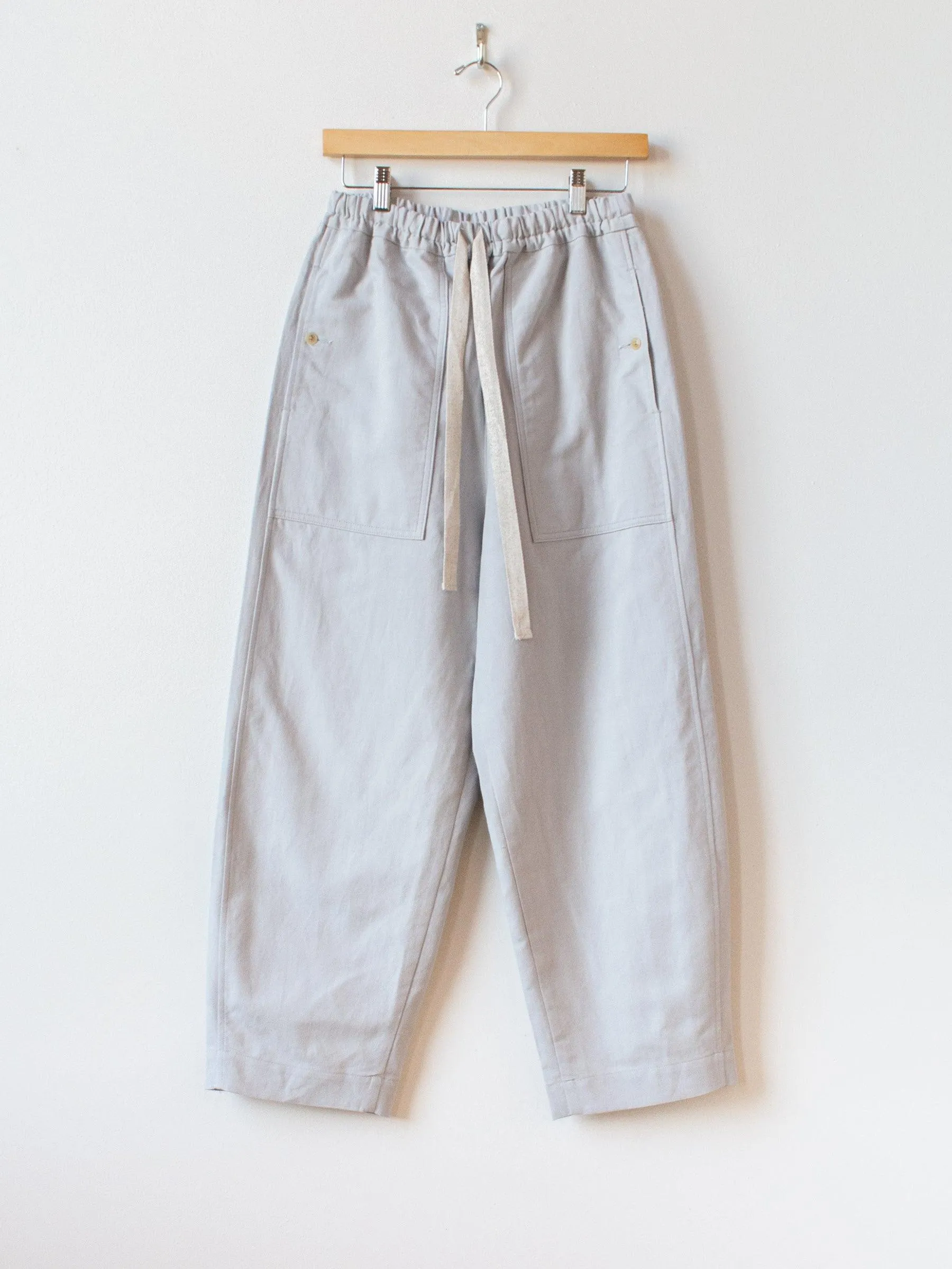 Cotton Linen Canvas Easy Trousers - Gray Blue