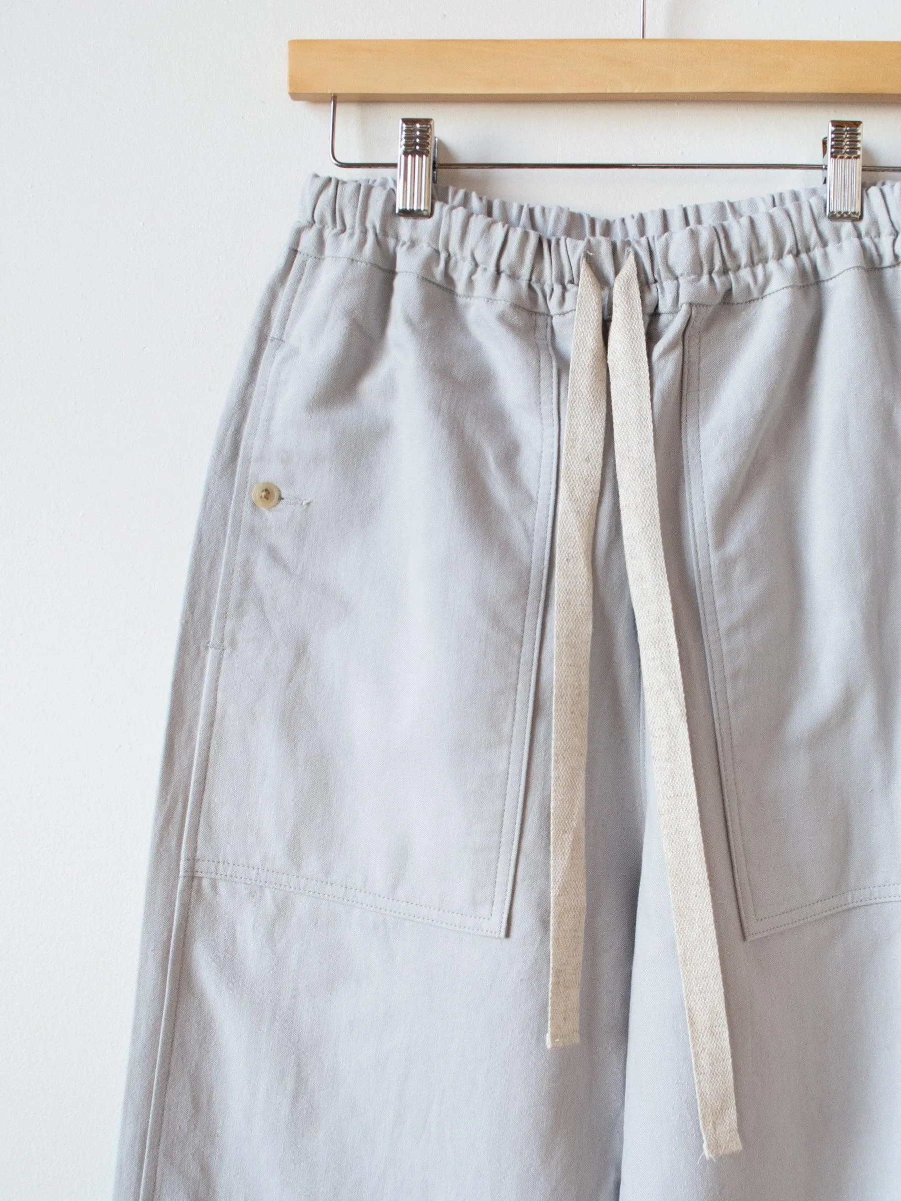 Cotton Linen Canvas Easy Trousers - Gray Blue