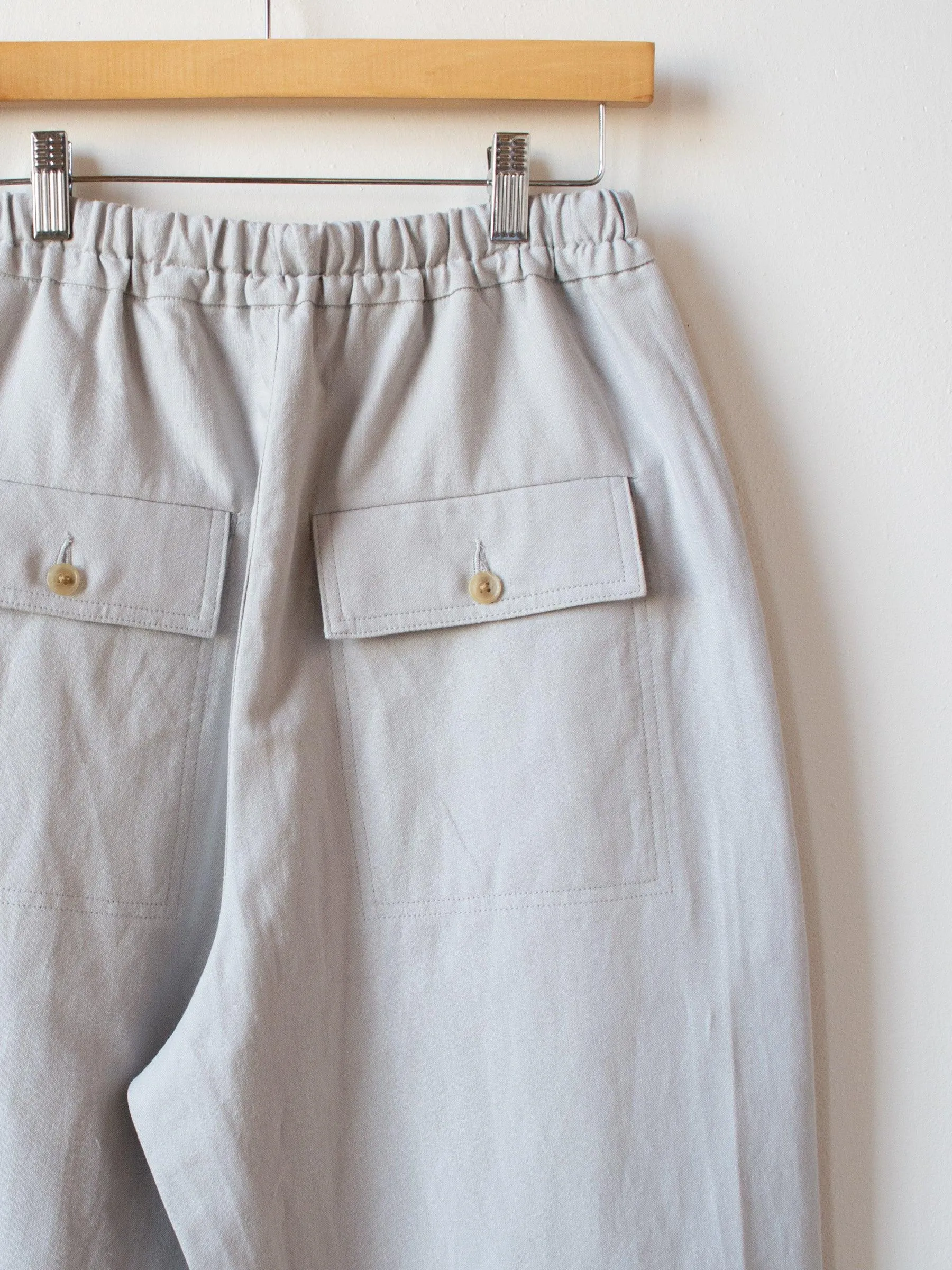 Cotton Linen Canvas Easy Trousers - Gray Blue