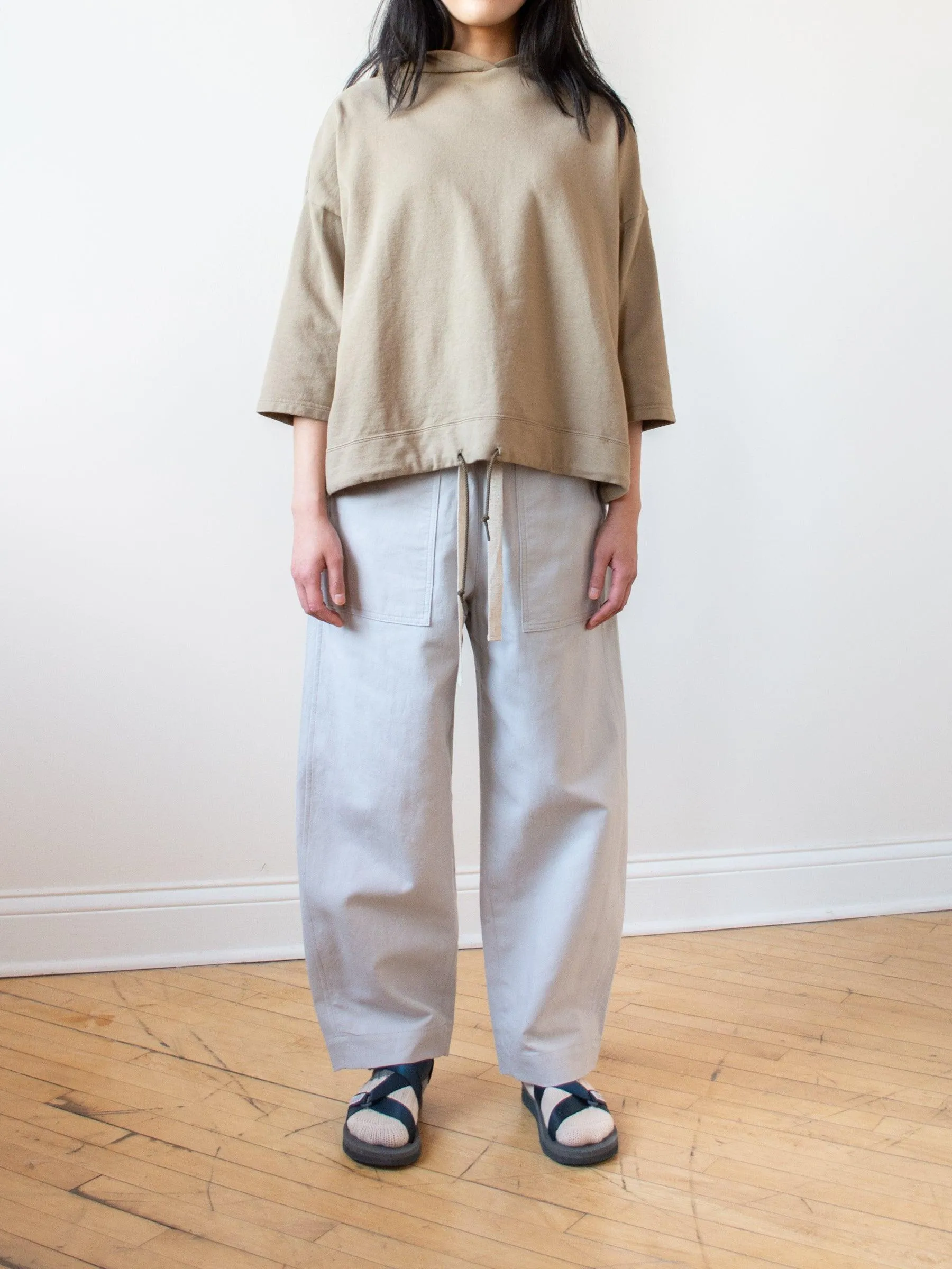 Cotton Linen Canvas Easy Trousers - Gray Blue