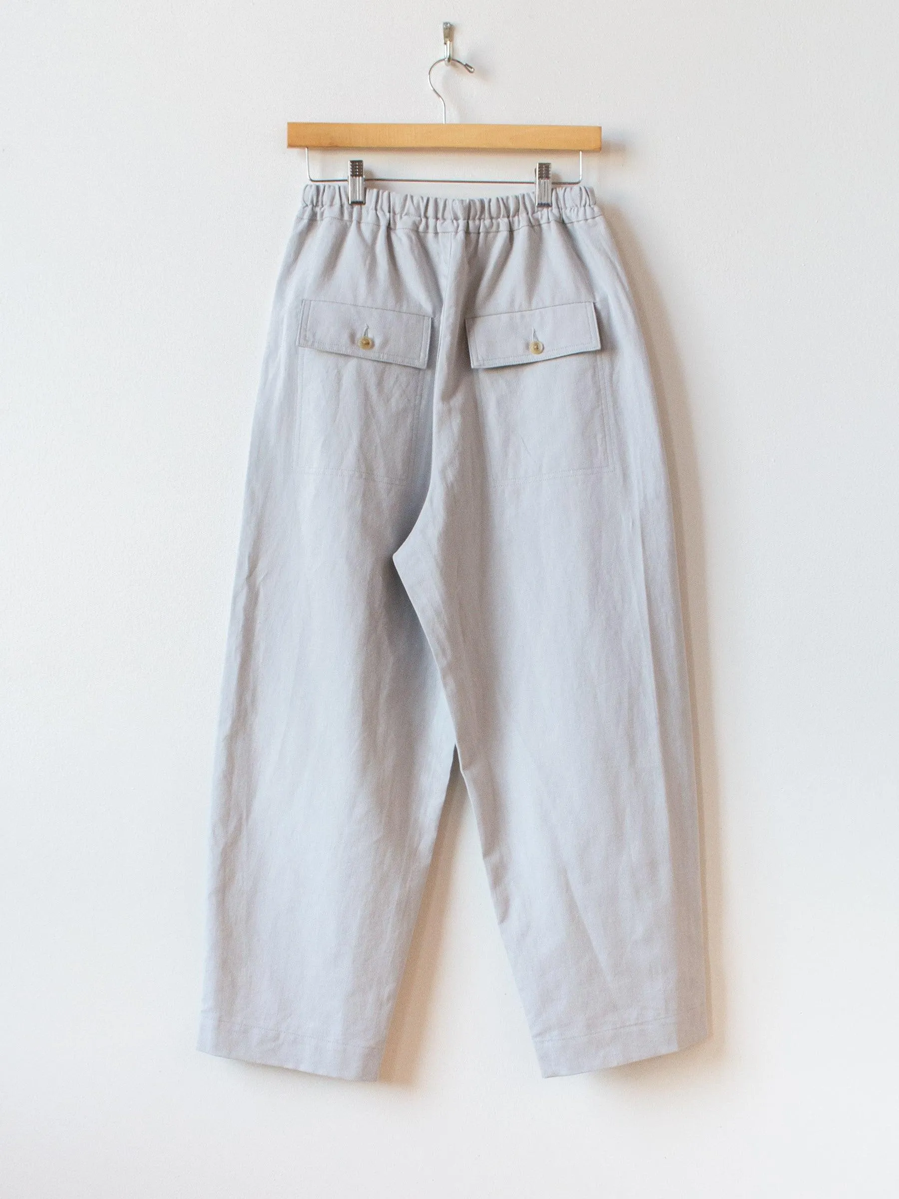 Cotton Linen Canvas Easy Trousers - Gray Blue