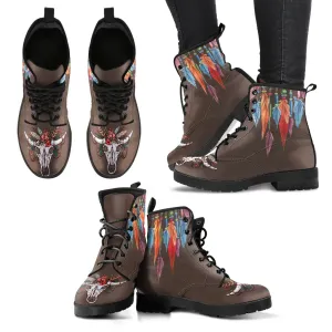 Cow Skull Flowers- Martin Boots for Women and Men