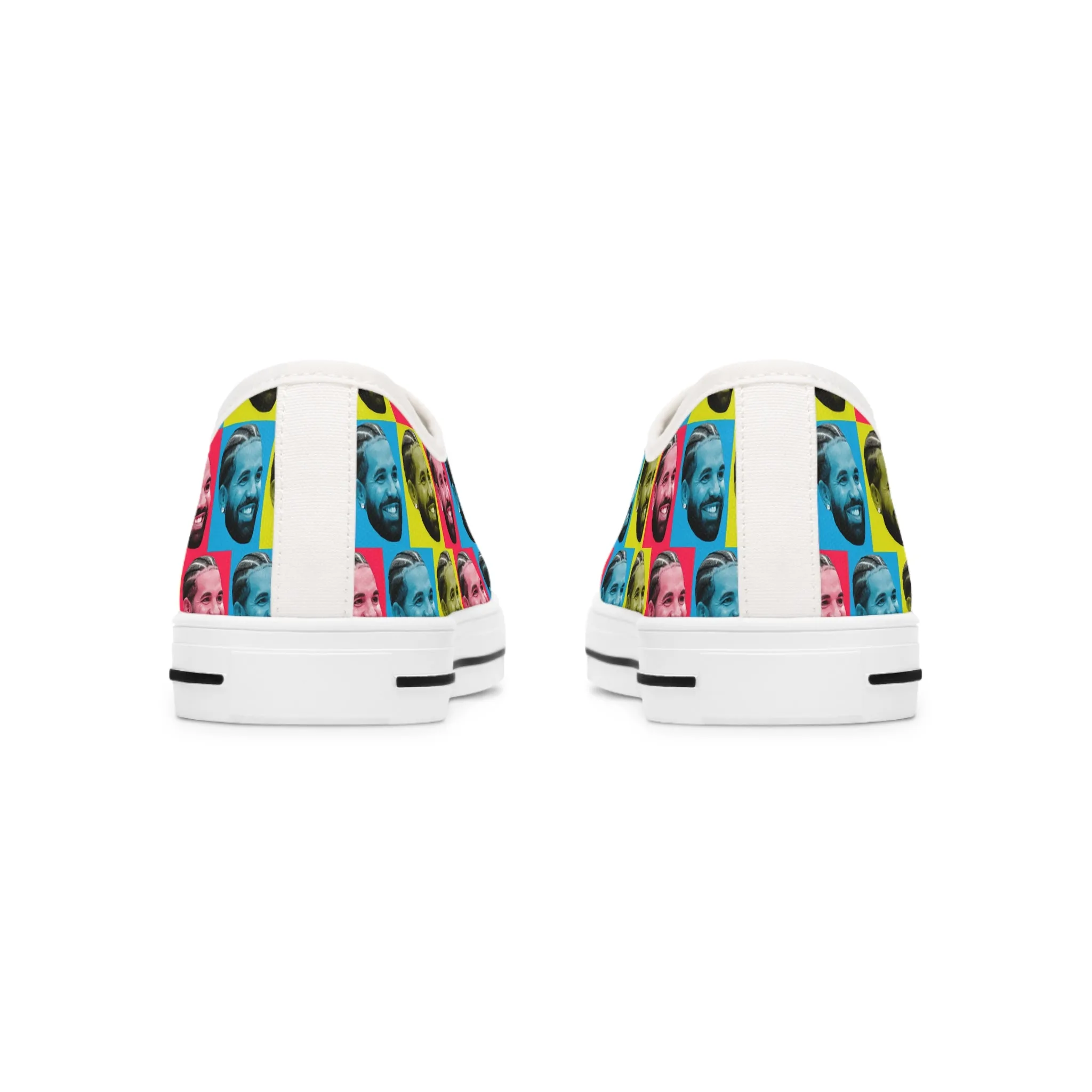 Drake Colored Checker Faces Women's Low Top Sneakers
