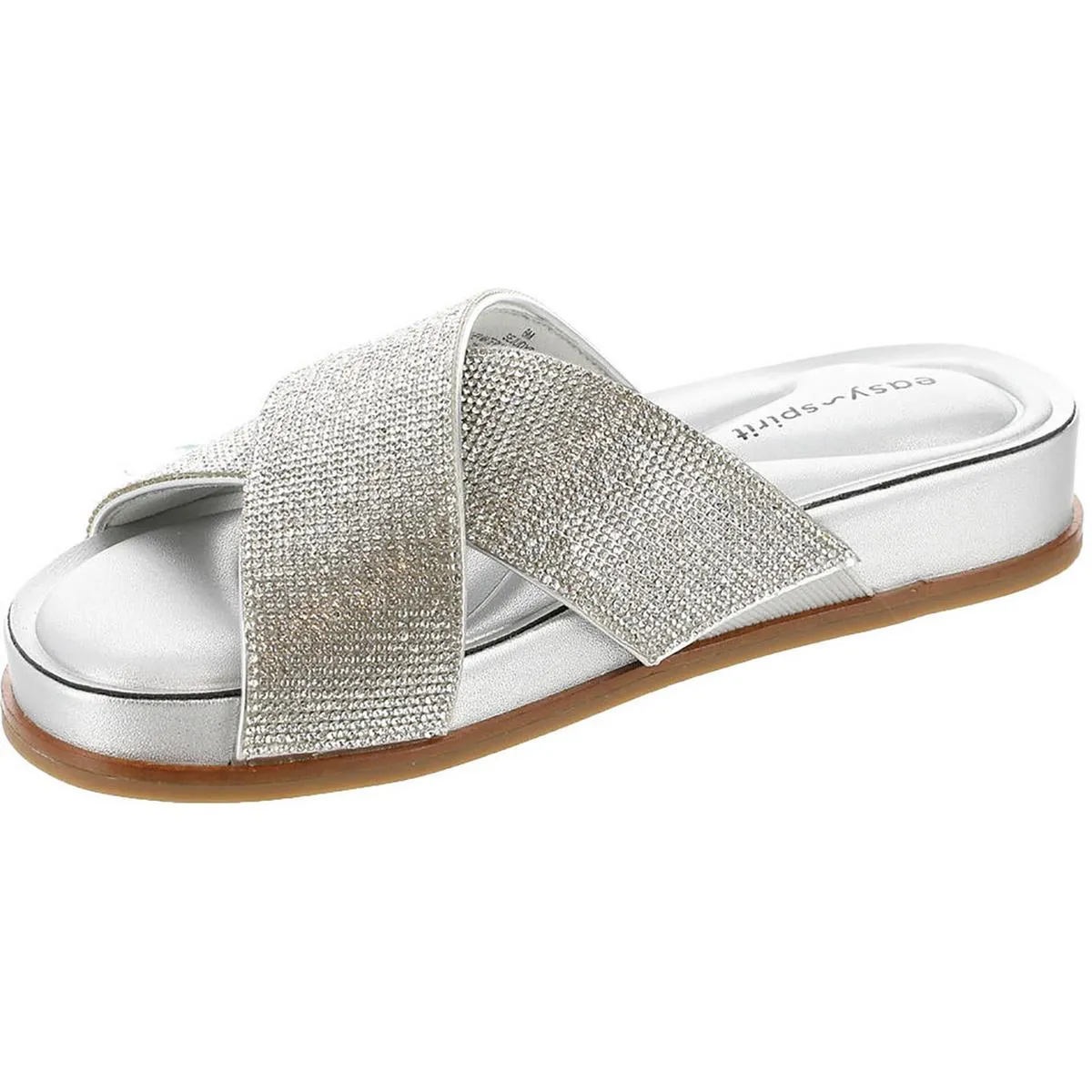 Easy Spirit Womens Judy 5 Metallic Embellished Slide Sandals