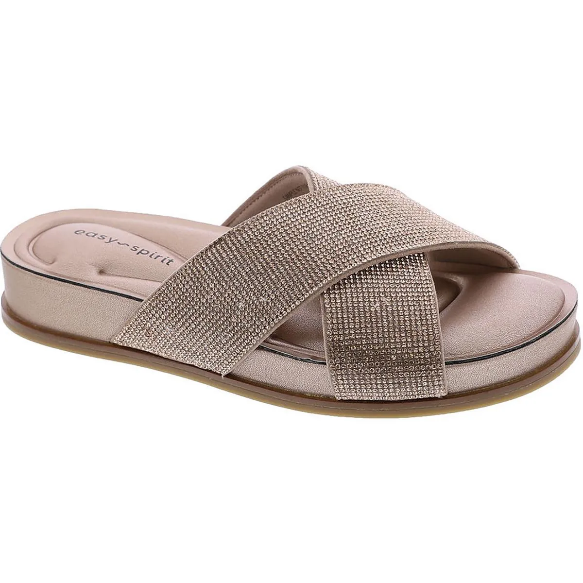 Easy Spirit Womens Judy 5 Metallic Embellished Slide Sandals