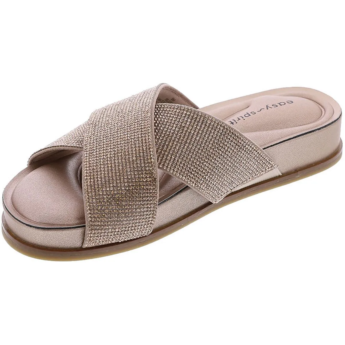 Easy Spirit Womens Judy 5 Metallic Embellished Slide Sandals