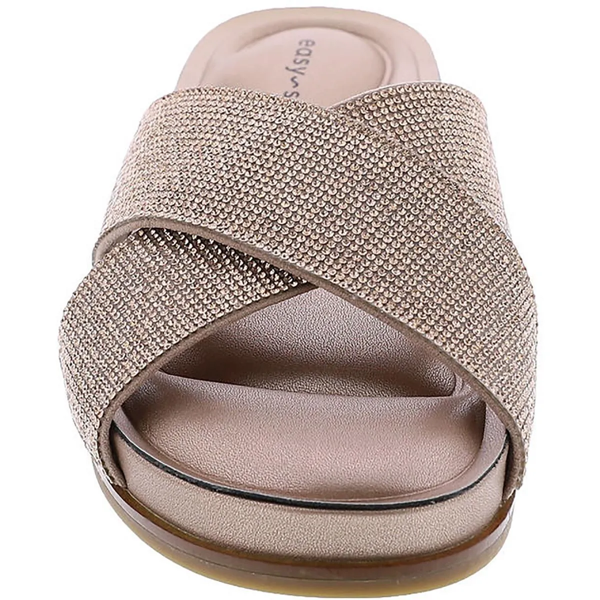 Easy Spirit Womens Judy 5 Metallic Embellished Slide Sandals