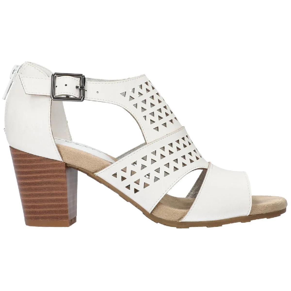 Easy Street Womens Adara  Faux Leather Perforated Heel Sandals