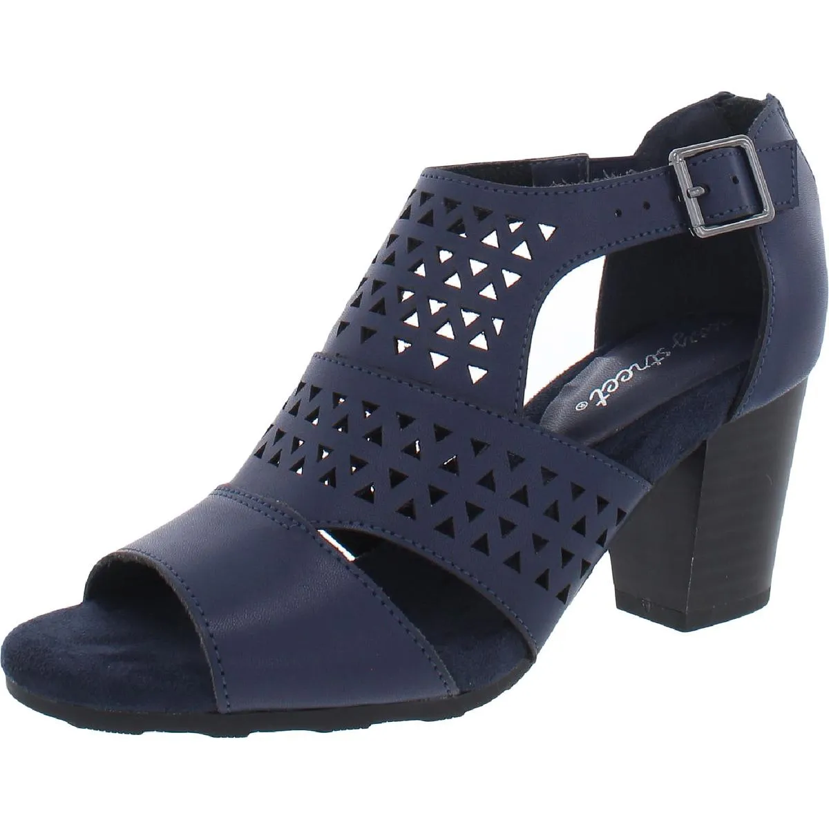 Easy Street Womens Adara  Faux Leather Perforated Heel Sandals