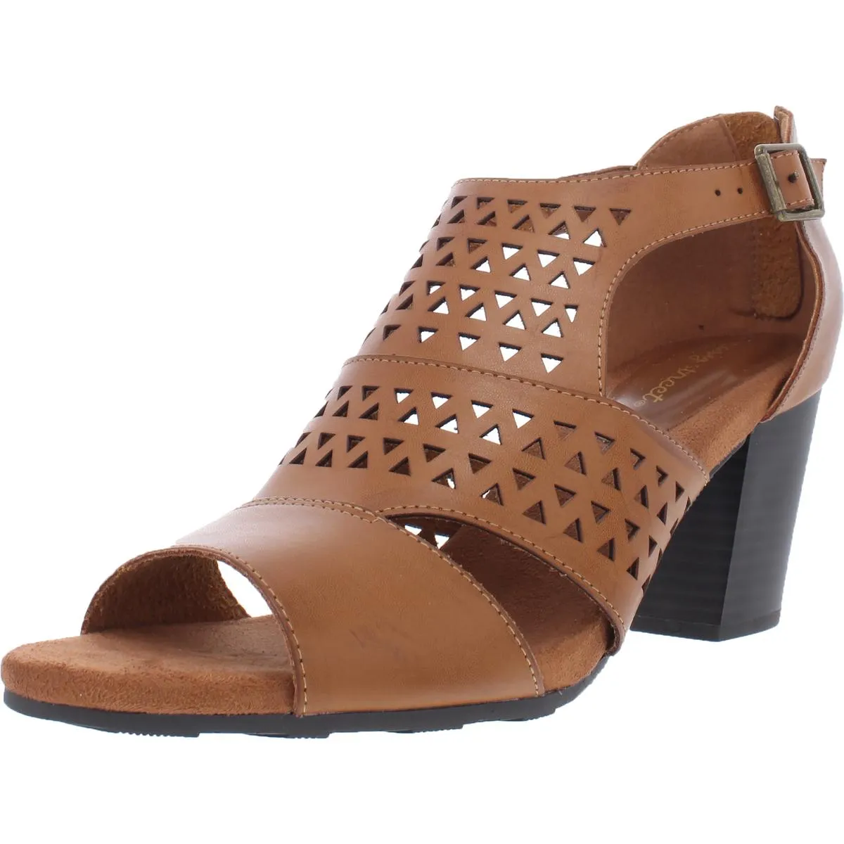 Easy Street Womens Adara  Faux Leather Perforated Heel Sandals