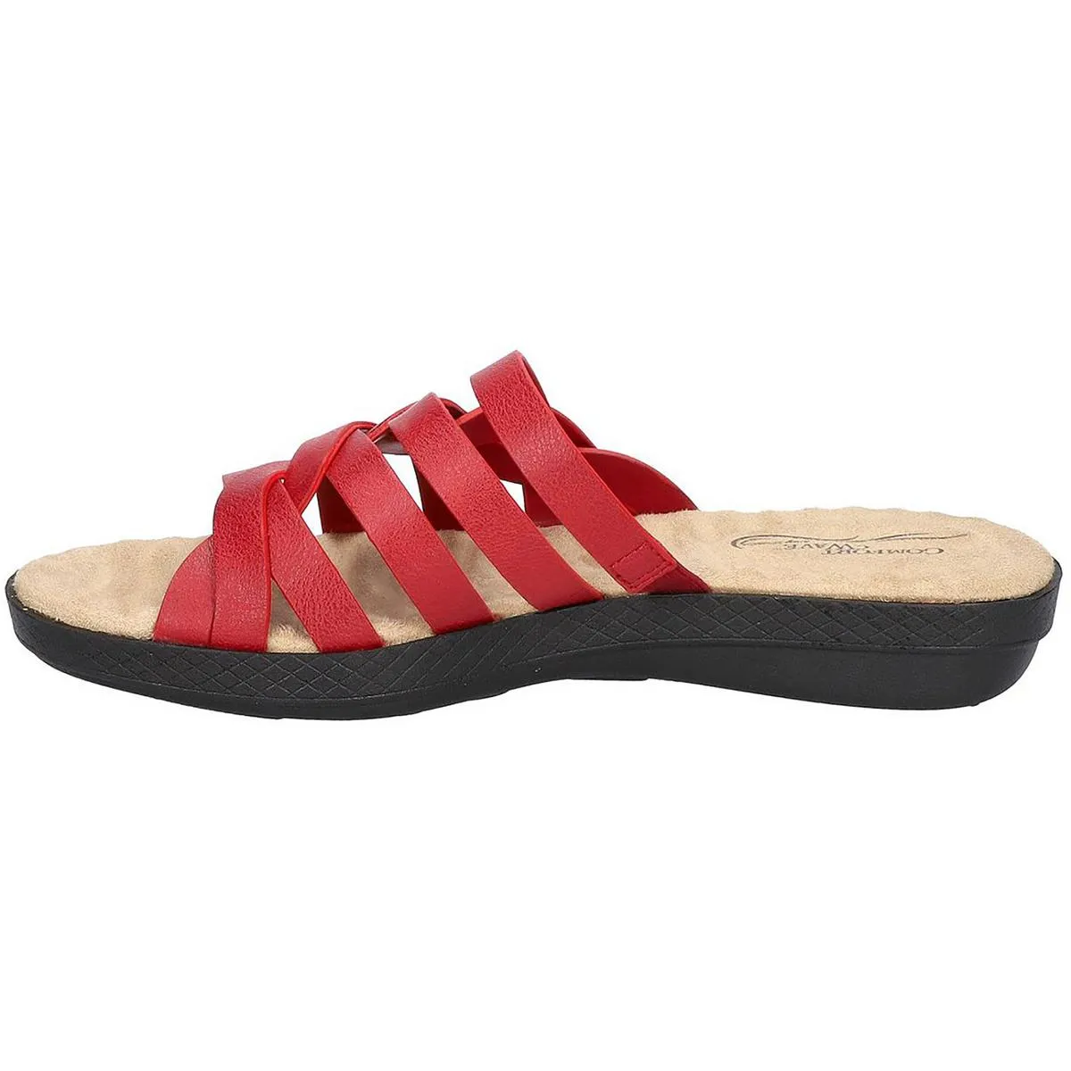 Easy Street Womens Sheri Faux Leather Slip On Slide Sandals