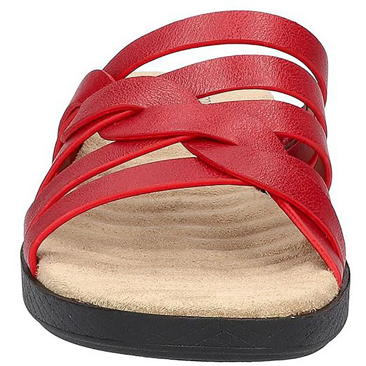 Easy Street Womens Sheri Faux Leather Slip On Slide Sandals