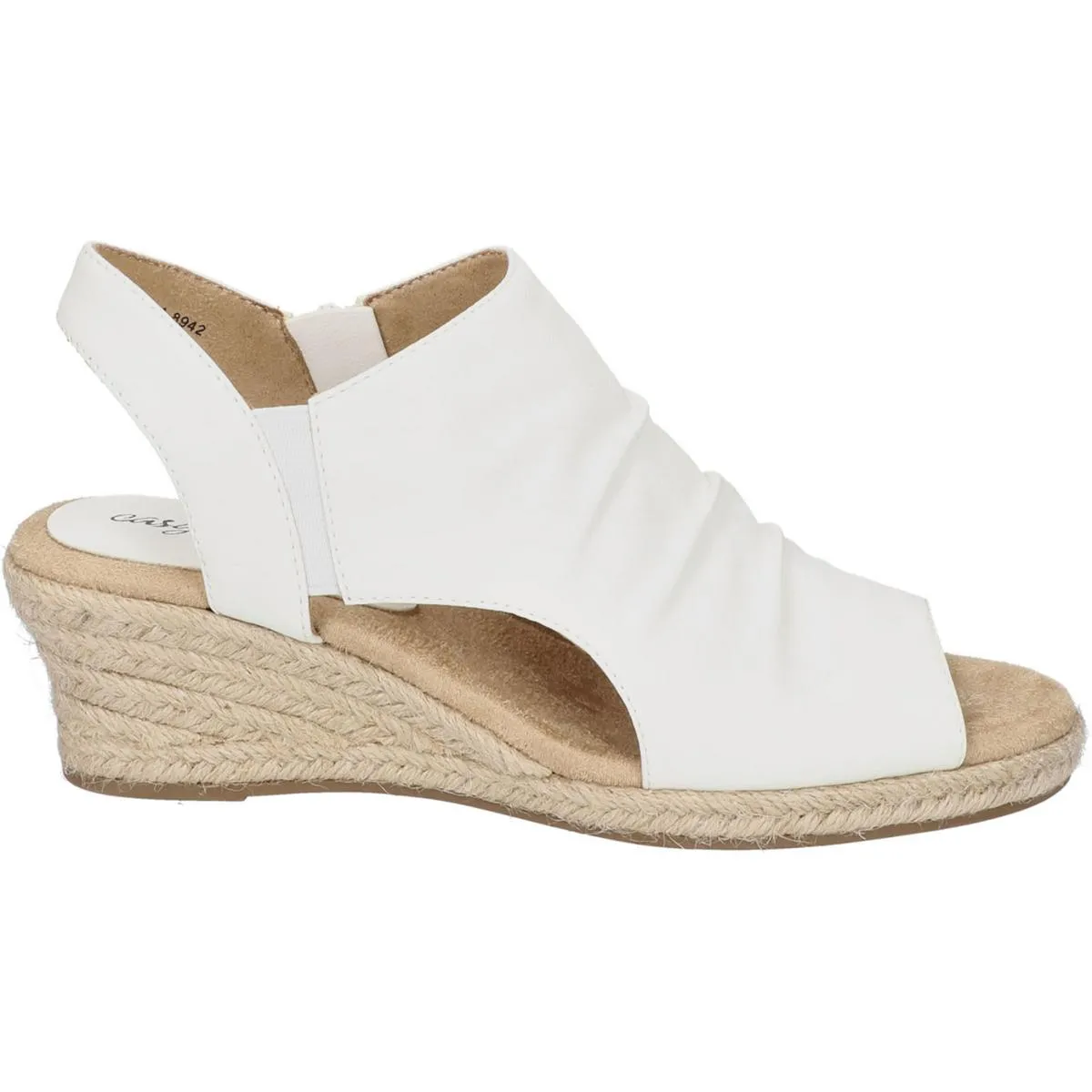 Easy Street Womens Teje Zipper Faux Leather Wedge Sandals