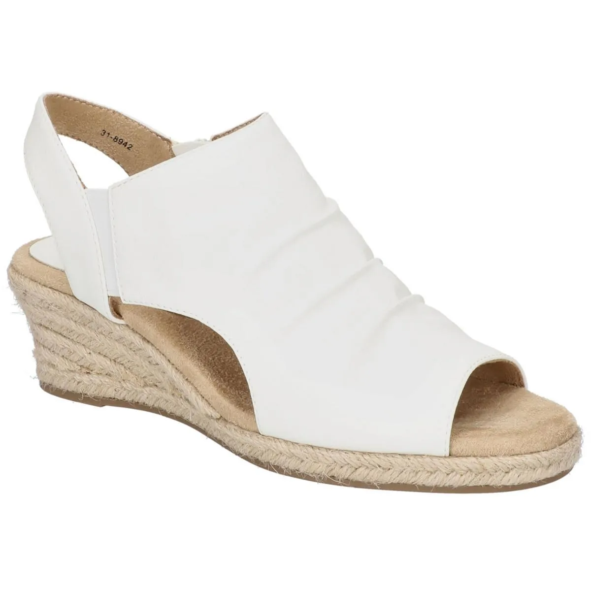 Easy Street Womens Teje Zipper Faux Leather Wedge Sandals