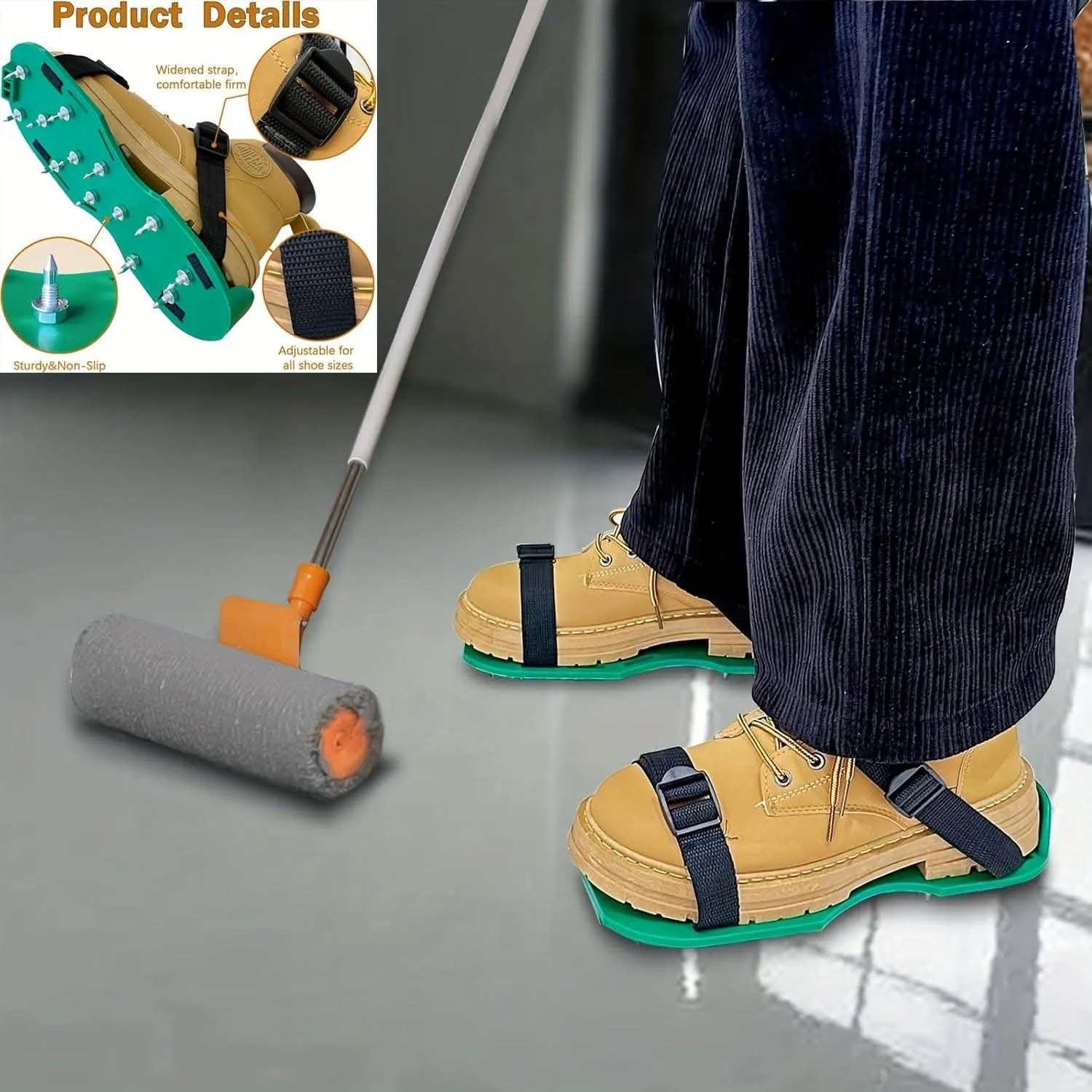 Epoxy Floor Spike Shoes - Durable Coating Boots with 11 Steel Spikes