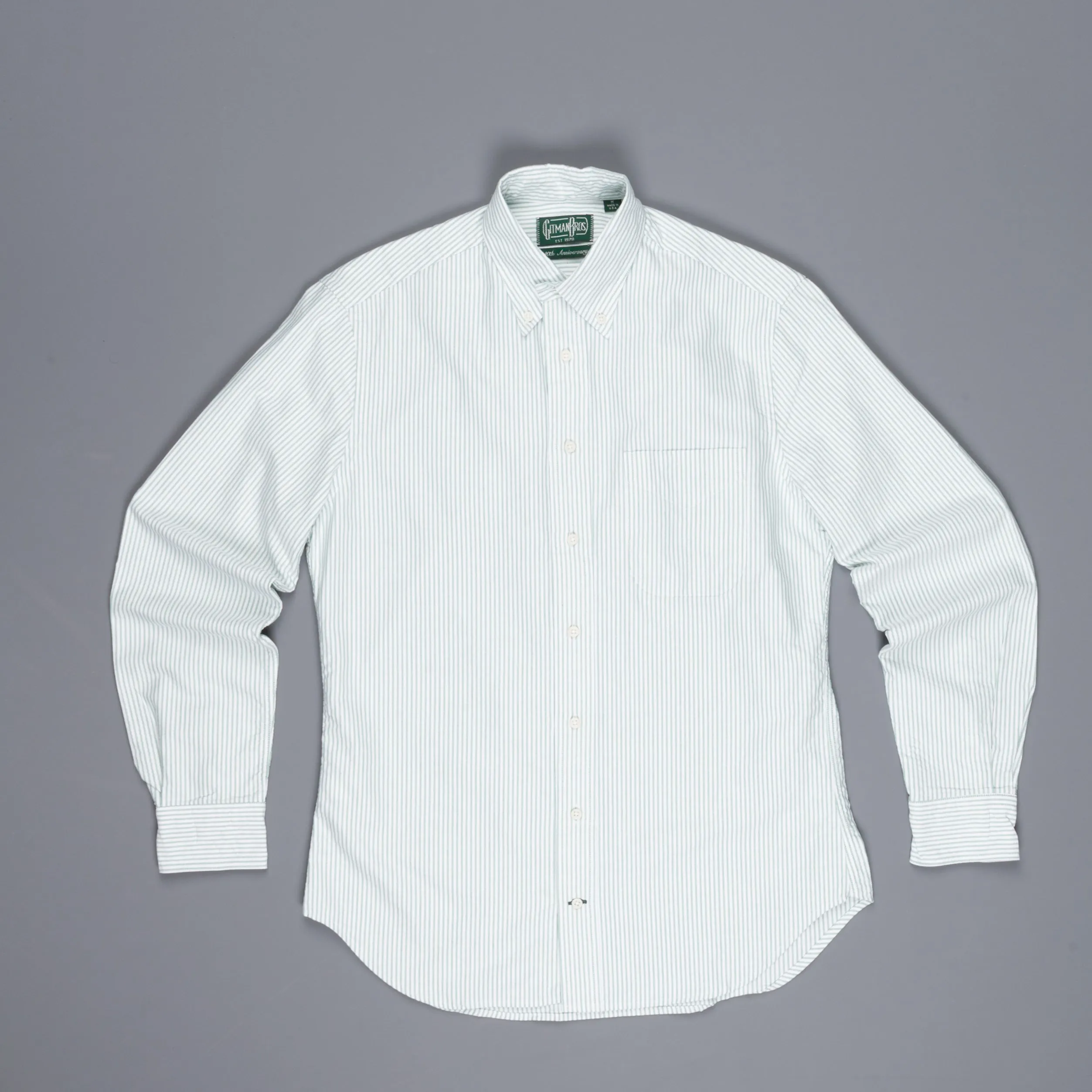Gitman Vintage oxford button down shirt green striped