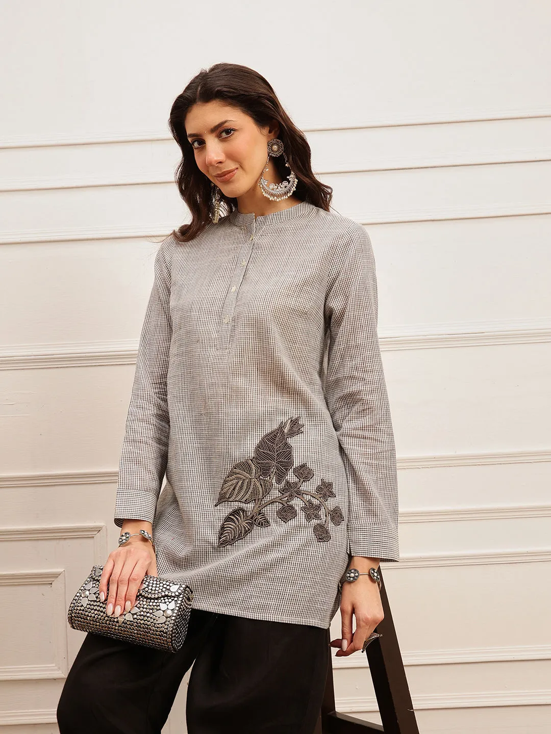 Grey Chic Embroidered Kurta