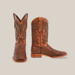 Jumbo Python Print Rustic Brown - Square Toe