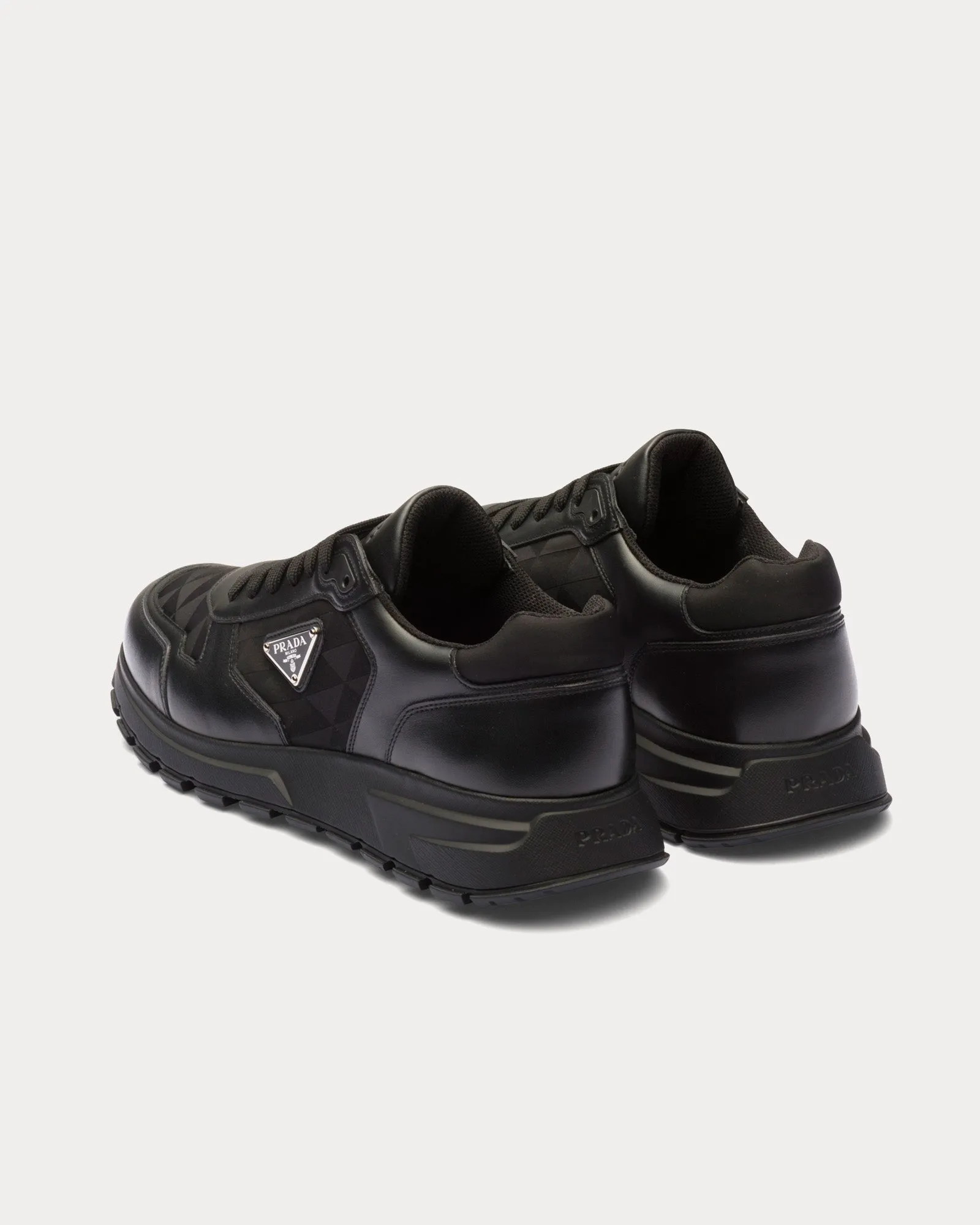Leather & Nylon Black Low Top Sneakers