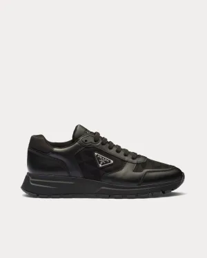 Leather & Nylon Black Low Top Sneakers