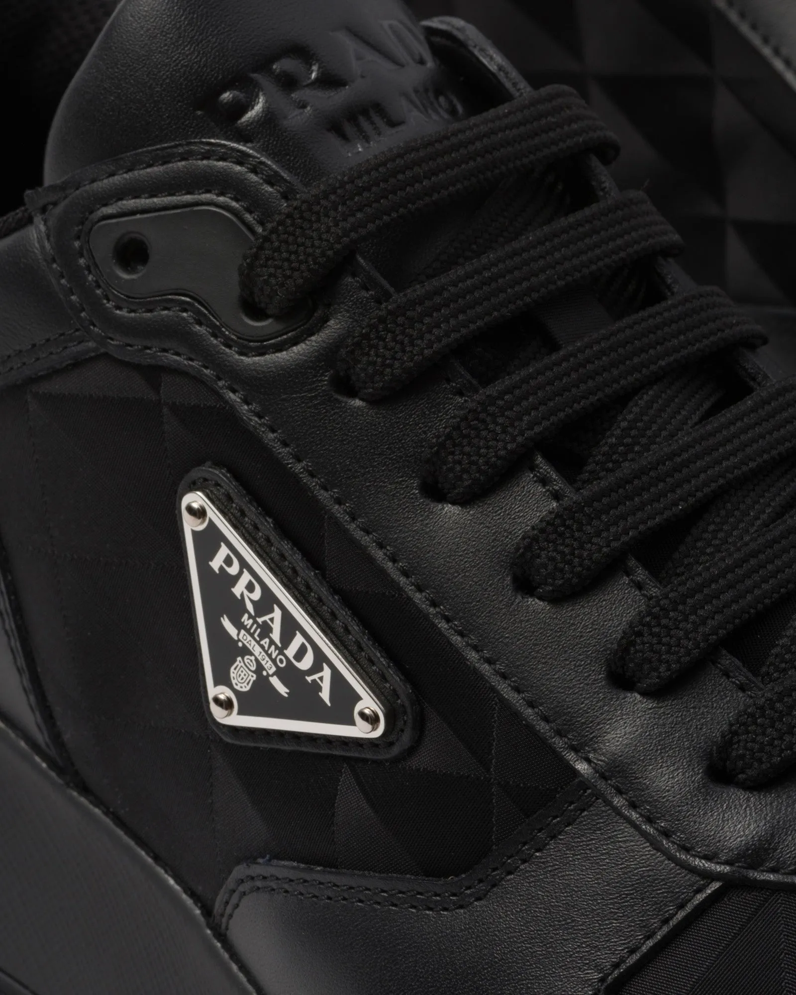 Leather & Nylon Black Low Top Sneakers