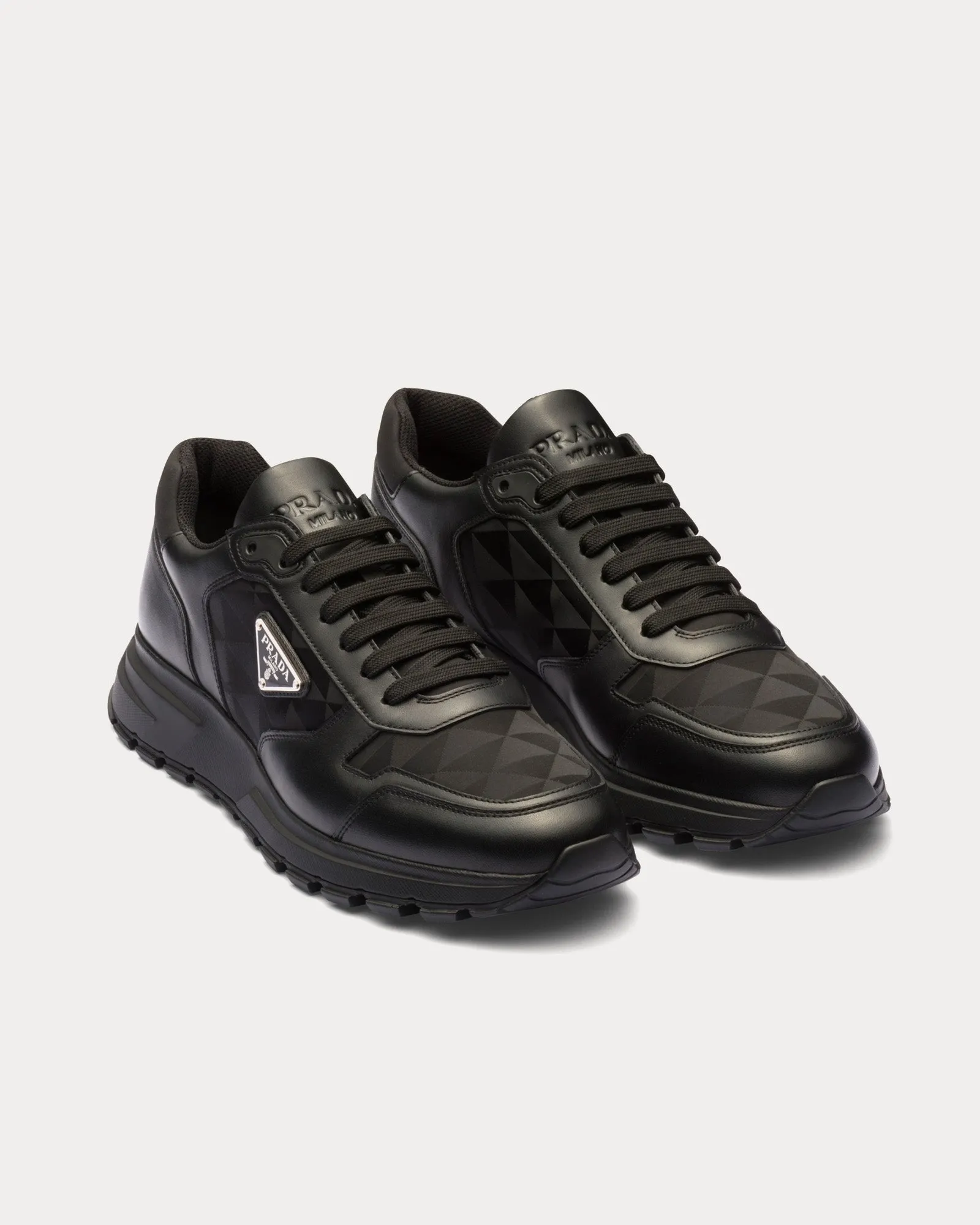 Leather & Nylon Black Low Top Sneakers