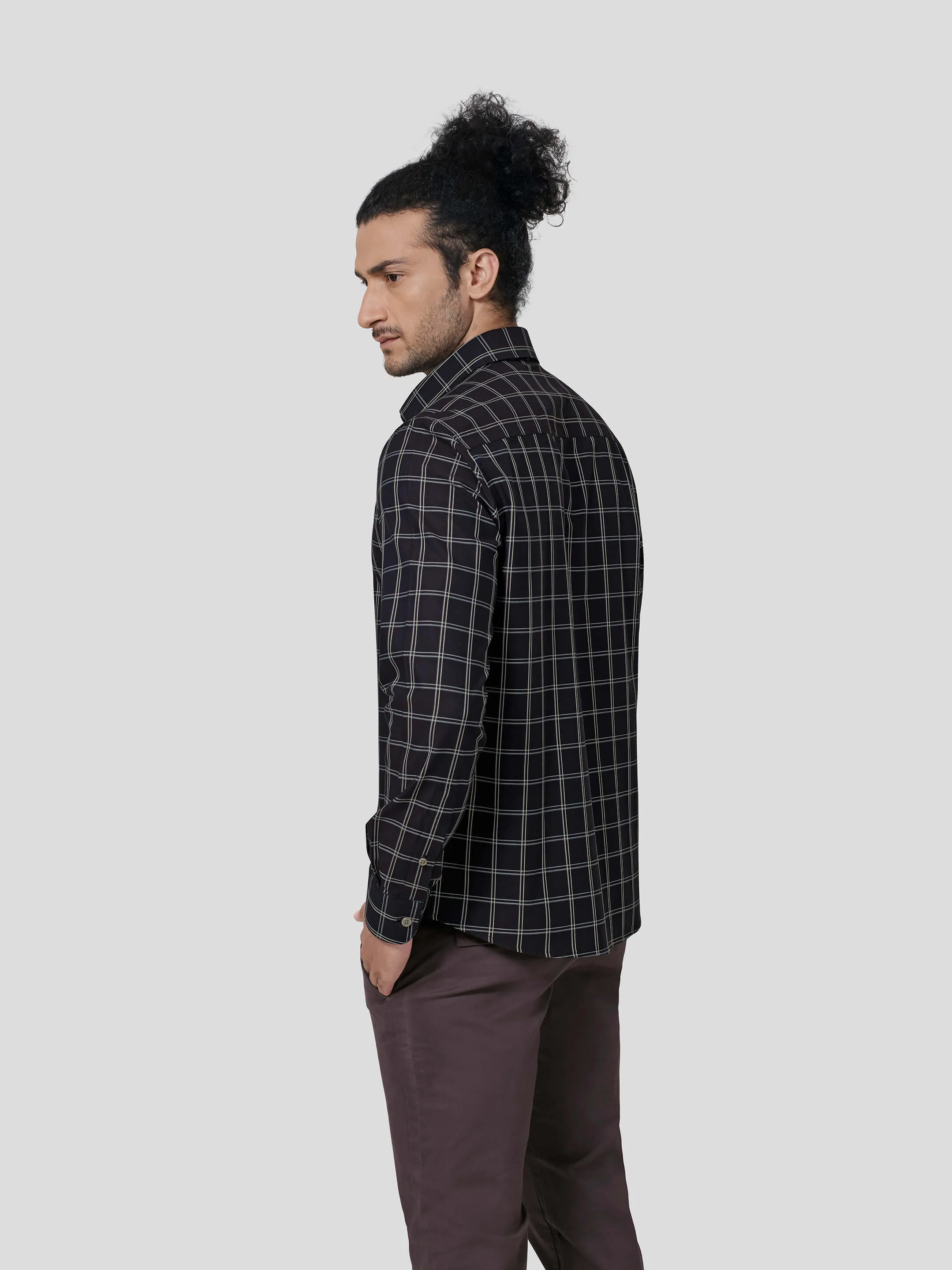 Massocco Full Sleeve Untuck Fit Check Shirt