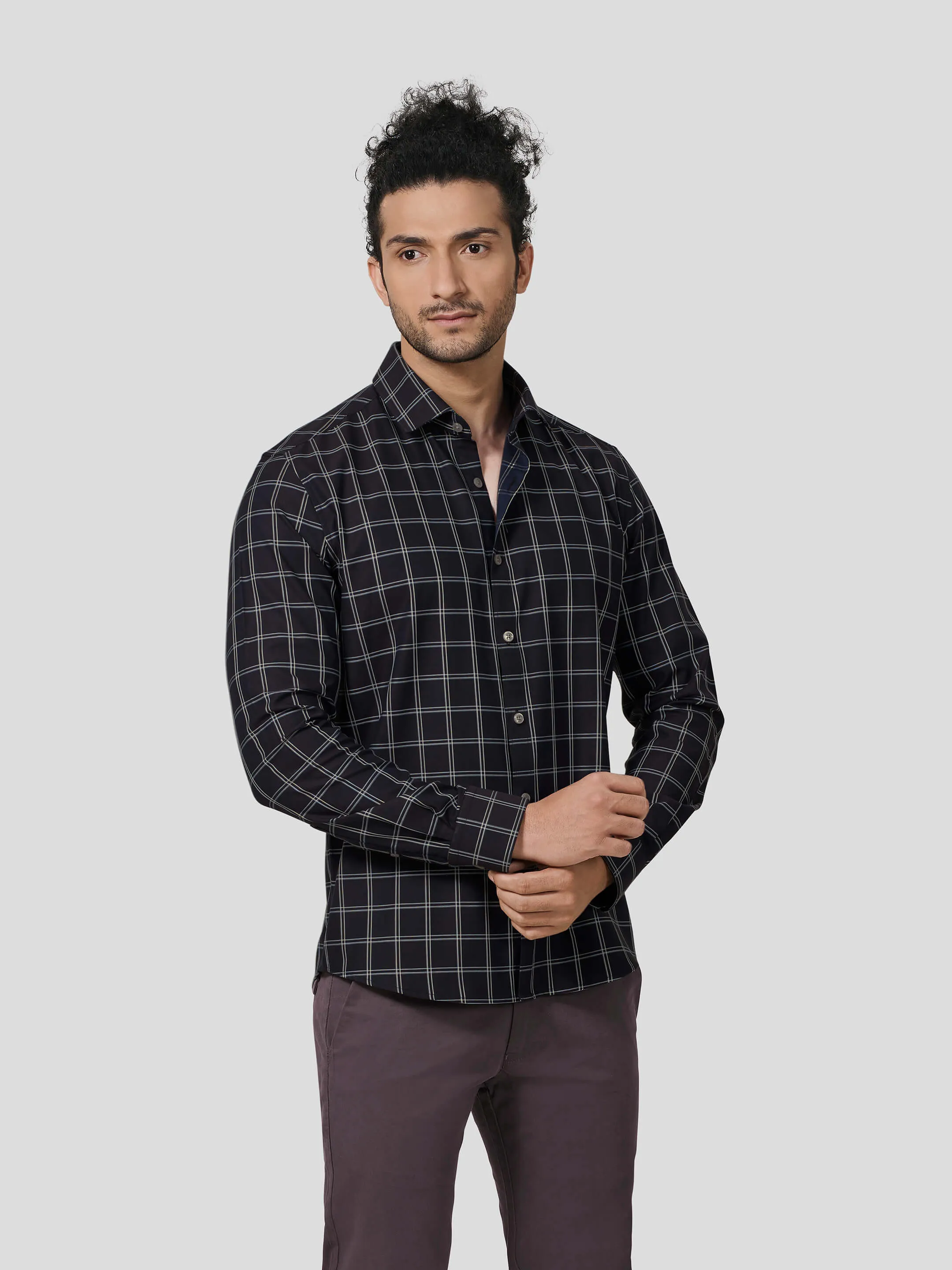 Massocco Full Sleeve Untuck Fit Check Shirt