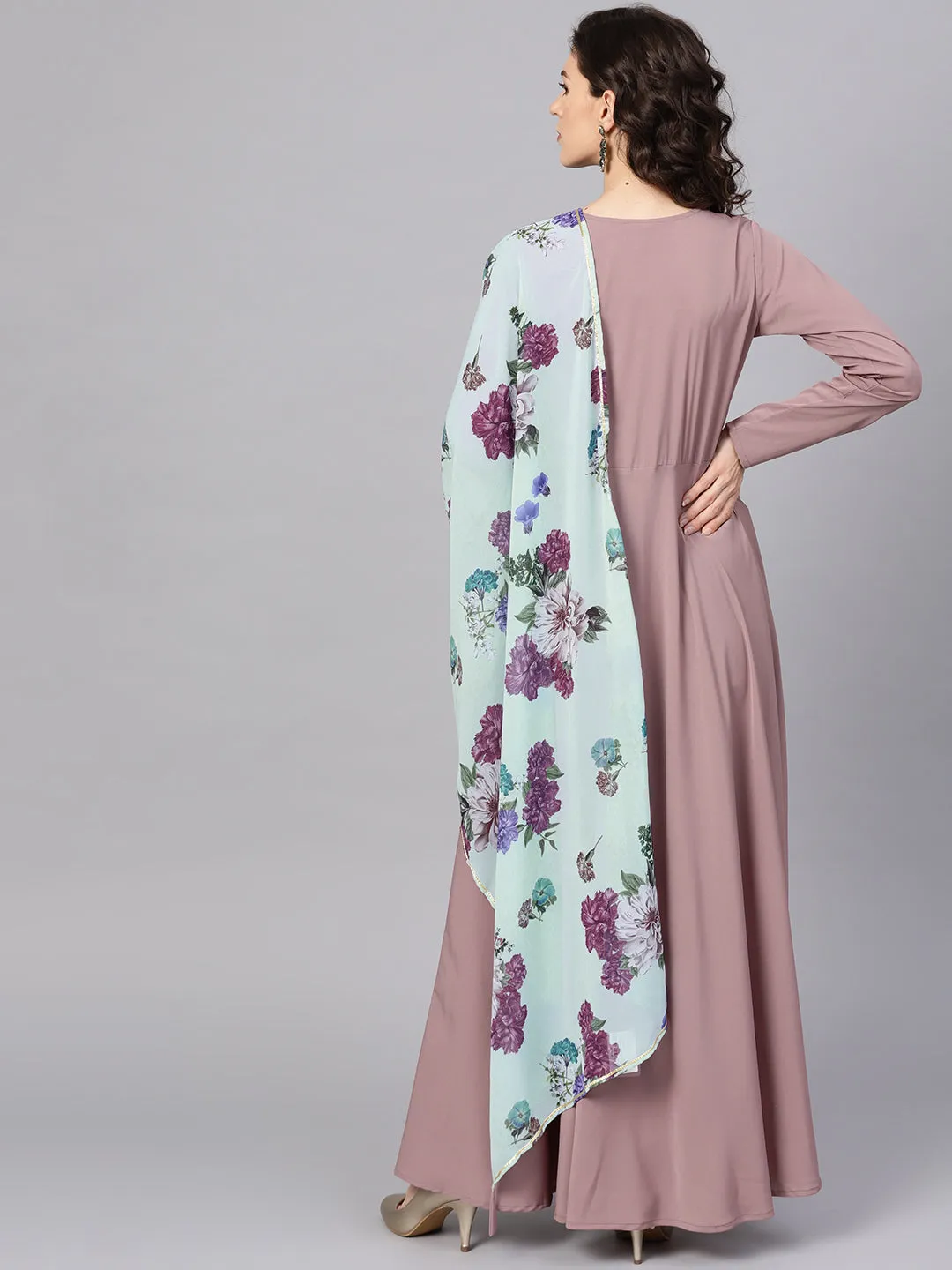 Mauve A-Line Kurta Set
