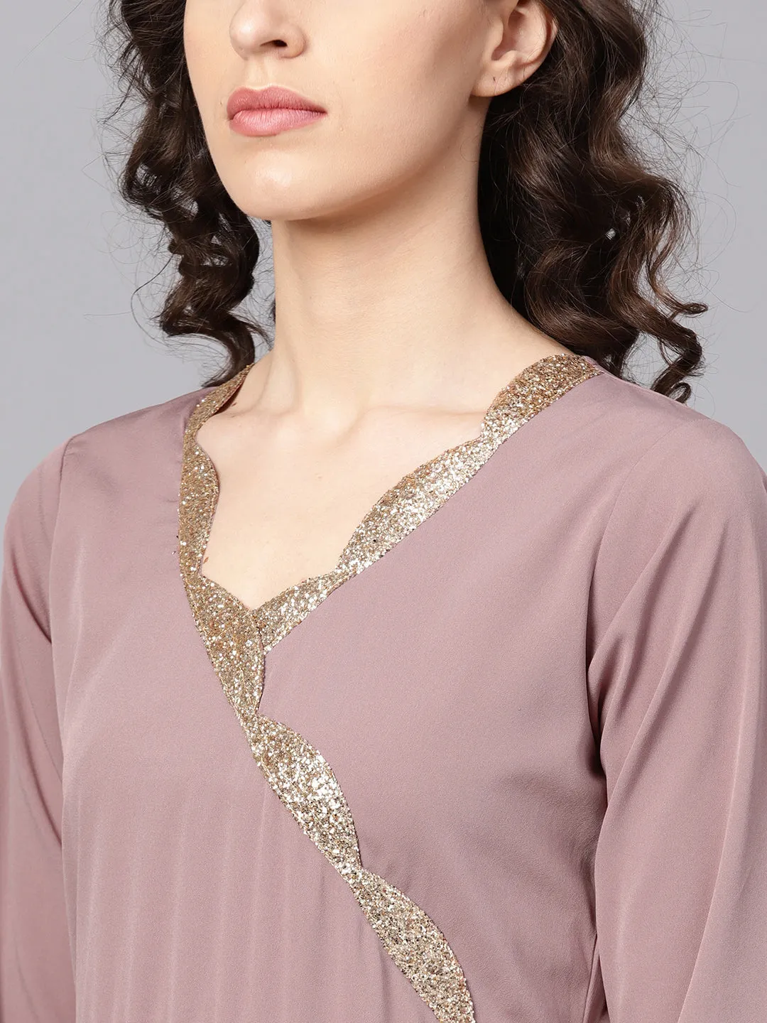 Mauve A-Line Kurta Set
