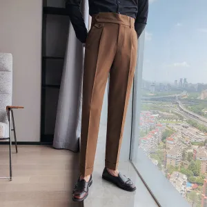 Men's British Business Casual Slim Solid Color Trousers