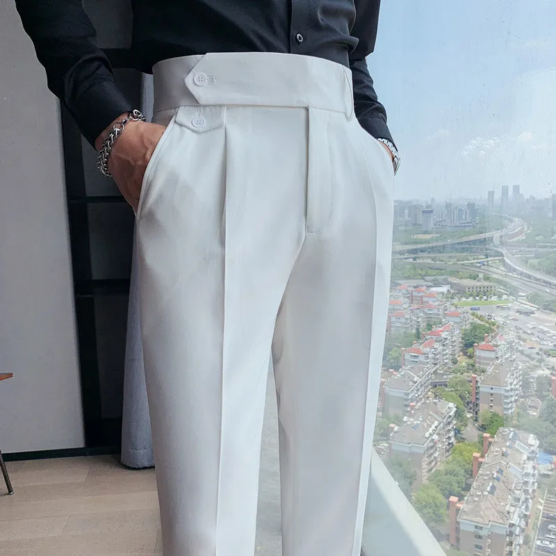 Men's British Business Casual Slim Solid Color Trousers