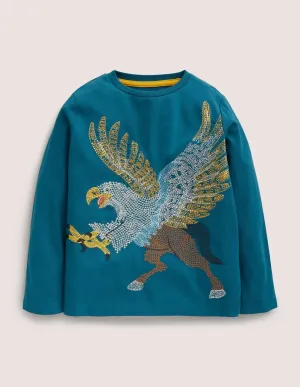 Mini Boden Superstitch T-shirt in Balthic Hippogriff