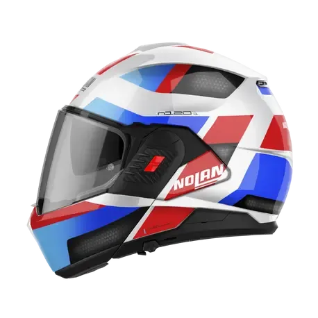 Nolan N120-1 Subway N-COM Metal White Blue Red Motorcycle Helmet