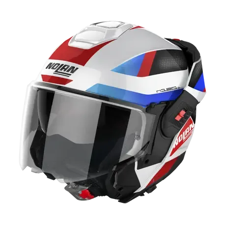 Nolan N120-1 Subway N-COM Metal White Blue Red Motorcycle Helmet