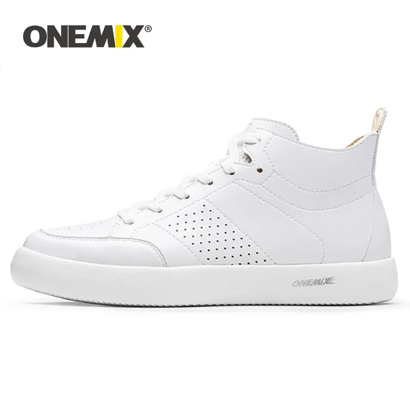 ONEMIX Skateboarding Shoes Lace-Up Lightweight Leather Sneakers