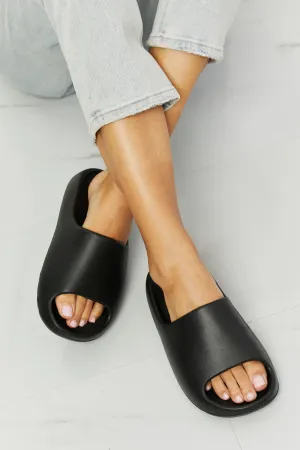 Open Toe Slides in Black