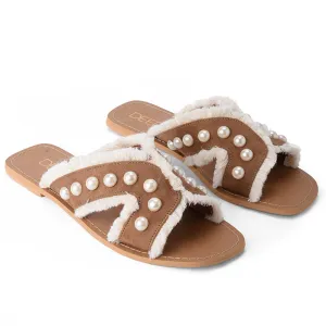 PEARL-SUEDE FLATS - CAMEL