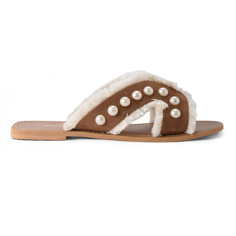 PEARL-SUEDE FLATS - CAMEL