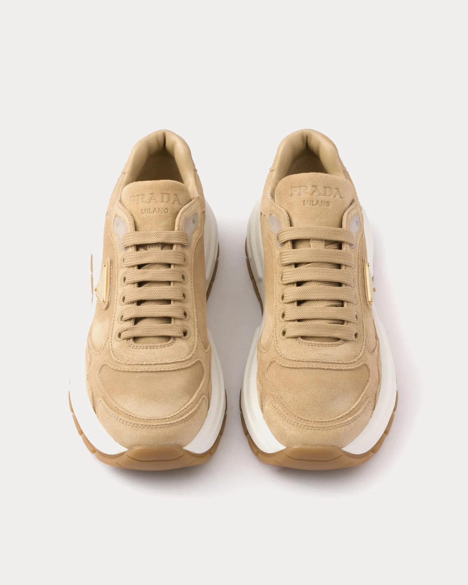 Prax 01 Suede Ecru Low Top Sneakers